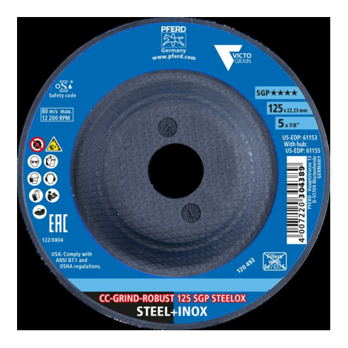 Pferd Disque abrasif SGP CC-GRIND-ROBUST STEELOX 125 mm VICTOGRAIN