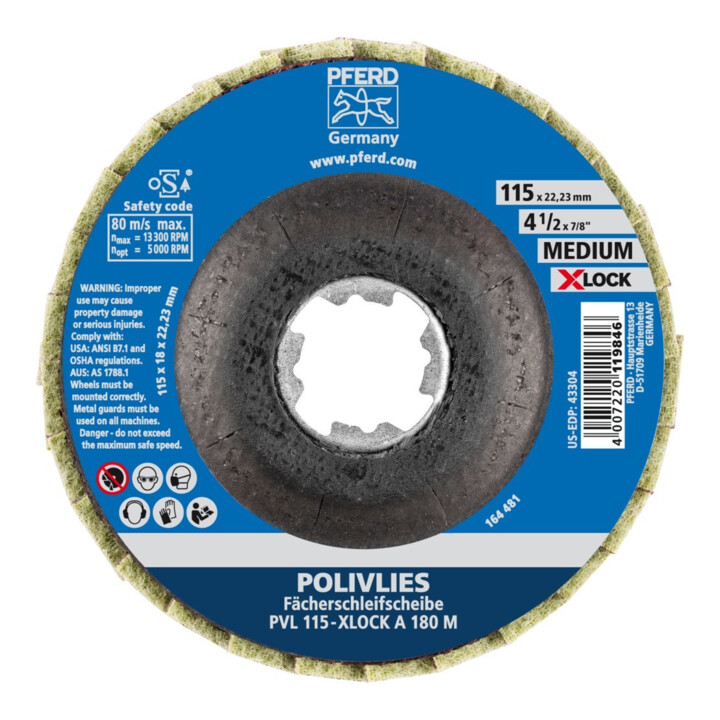 Pferd Disque de polissage Polivliesscheibe X-LOCK PVL A 115 mm 180 moyen