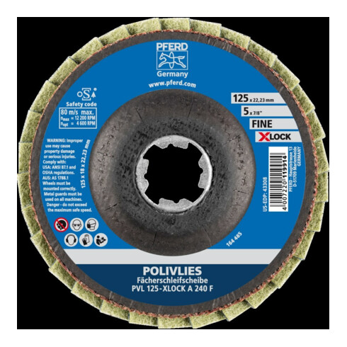Pferd Disque de polissage Polivliesscheibe X-LOCK PVL A 125 mm 240 fin