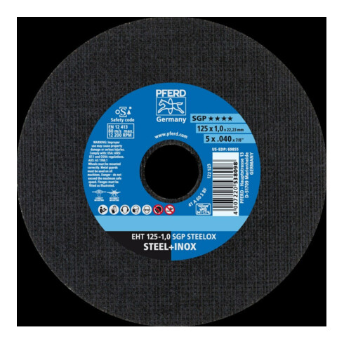 Pferd Disque de séparation droit A60SSG-INOX 125x1mm
