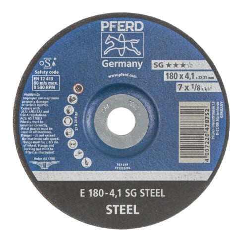 PFERD Disque d'ébarbage SG-STEEL, ⌀ disque x largeur de disque : 178X4 mm