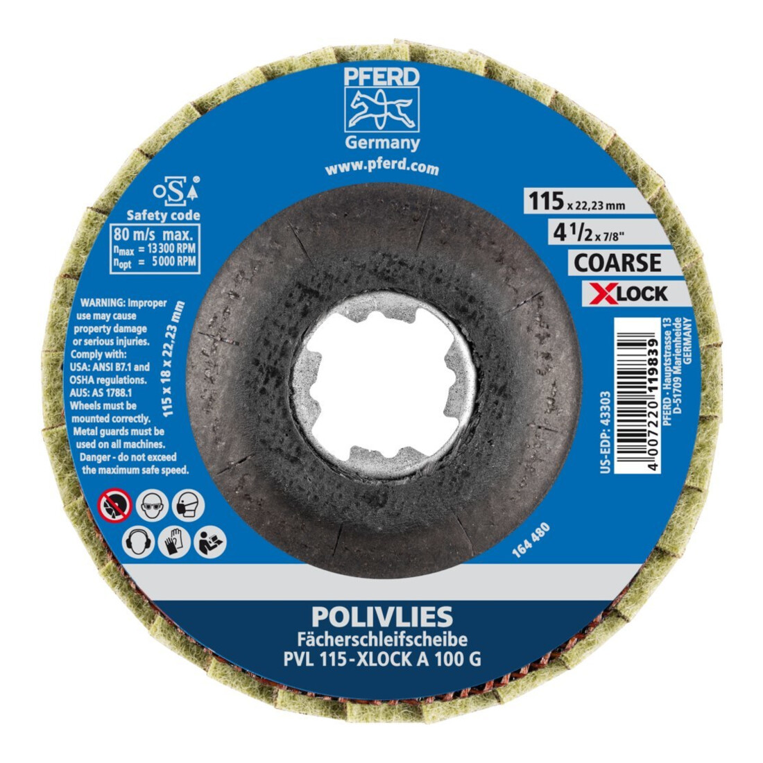 Pferd Disque polissage laine X-LOCK PVL A 115 mm 100 gros