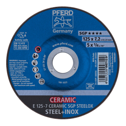 PFERD Disques à ébarber E 230-7 CERAMIC SGP STEELOX