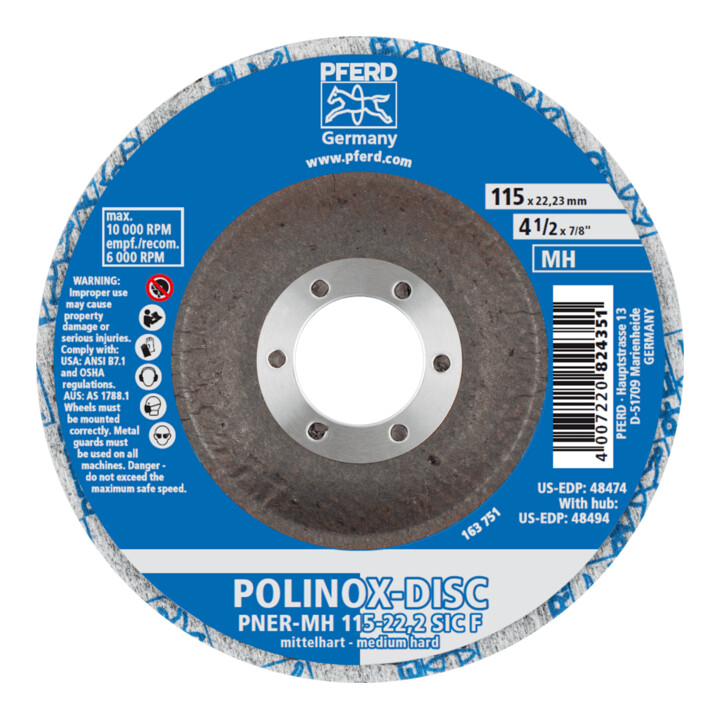 PFERD Disques à meuler compacts POLINOX DISC PNER-MH 115-22,2 SiC F