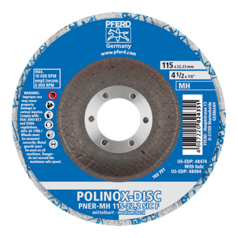PFERD Disques à meuler compacts POLINOX DISC PNER-MH 115-22,2 SiC F