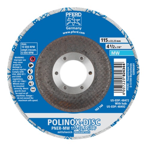 PFERD Disques à meuler compacts POLINOX DISC PNER-MW 115-22,2 SiC F