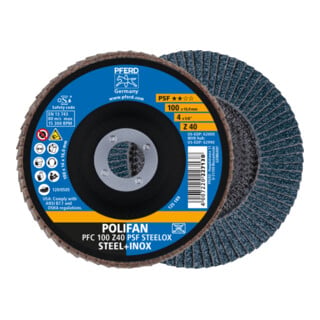 PFERD Disques à surfacer à lamelles POLIFAN PFC 100 Z 80 PSF STEELOX/16,0 100 mm
