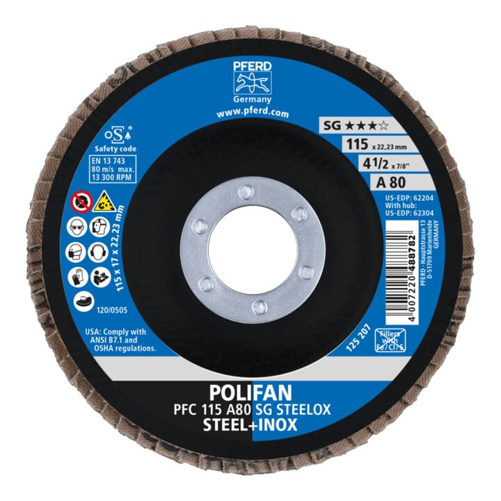 PFERD Disques à surfacer à lamelles POLIFAN PFC 115 A 80 PSF STEELOX