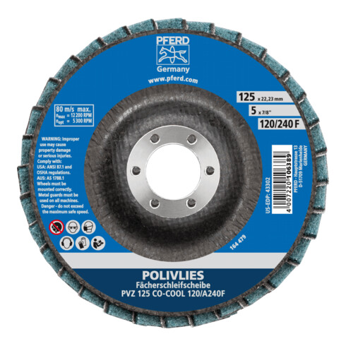 PFERD Disques à surfacer à lamellesPOLIVLIES® PVZ 125 CO-COOL 120 / A 240 F