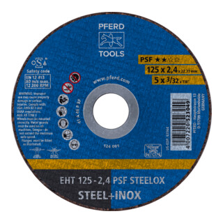 PFERD TOOLS Doorslijpschijf EHT 115-1,0 PSF STEELOX RVS recht