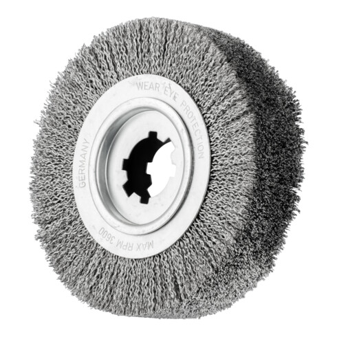 PFERD Entgratbürste ungezopft RBU Ø 250x60x50,8 mm Bohrung Edelstahl-Litzen-Draht-Ø 0,35 mm stationär