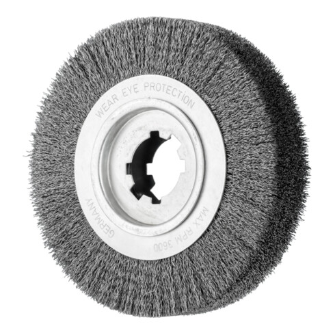 PFERD Entgratbürste ungezopft RBU Ø 250x60x50,8 mm Bohrung Stahl-Draht-Ø 0,35 mm stationär