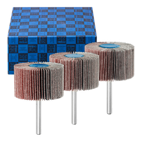 PFERD Fächerschleifer-Set 3-tlg. Korund Ø 50x30mm Schaft-Ø 6 mm A60, 80,120 für Feinschliff und Finish