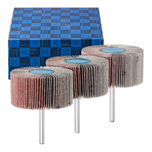 PFERD Fächerschleifer-Set 3-tlg. Korund Ø 60x30mm Schaft-Ø 6 mm A60, 80,120 für Feinschliff und Finish