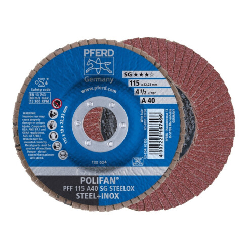 Pferd Fächerschleifscheibe A 40SG gerade 115mm K40