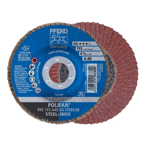 Pferd Fächerschleifscheibe A 40SG gewölbt 115mm K40