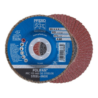 Pferd Fächerschleifscheibe A 60SG gewölbt 115mm K60