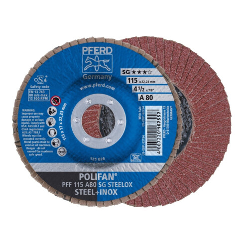 Pferd Fächerschleifscheibe A 80SG gerade 115mm K80