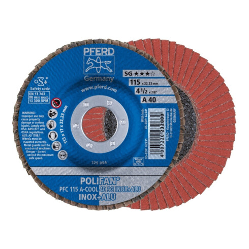 Pferd Fächerschleifscheibe A-COOL SG gewölbt 115mm K40