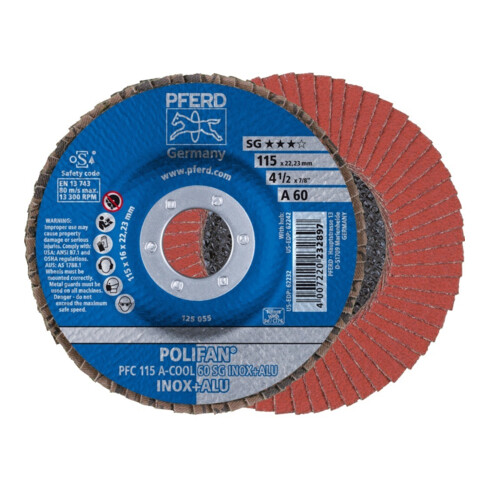 Pferd Fächerschleifscheibe A-COOL SG gewölbt 115mm K60
