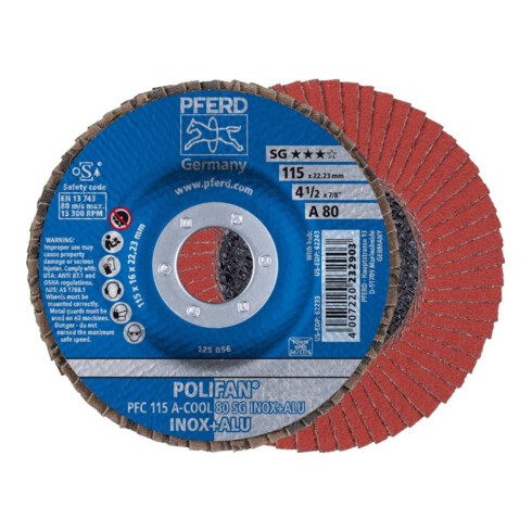 Pferd Fächerschleifscheibe A-COOL SG gewölbt 115mm K80