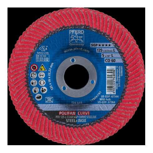 Pferd Fächerschleifscheibe CO-SGP-CURVE L 125mm K60