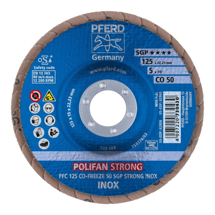 Pferd Fächerschleifscheibe CO50FREEZE SGP STRONG 125mm K50