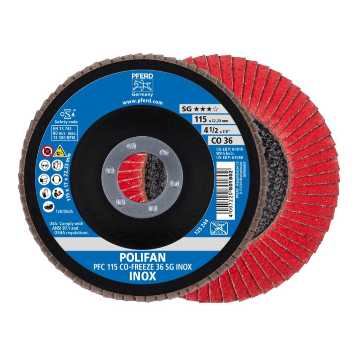 Pferd Fächerschleifscheibe COFREEZE gewölbt 115mm K36