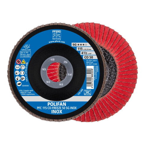 Pferd Fächerschleifscheibe COFREEZE gewölbt 115mm K50