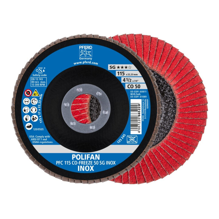 Pferd Fächerschleifscheibe COFREEZE gewölbt 115mm K50