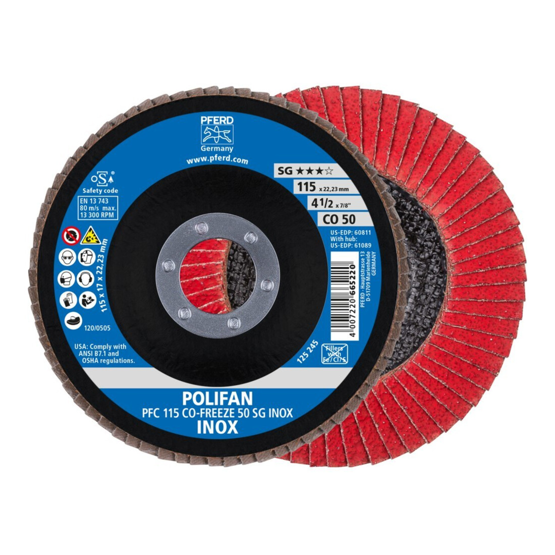 Pferd Fächerschleifscheibe COFREEZE gewölbt 115mm K50