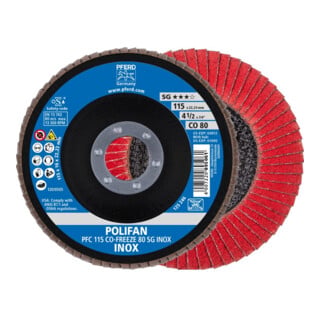 Pferd Fächerschleifscheibe COFREEZE gewölbt 115mm K80