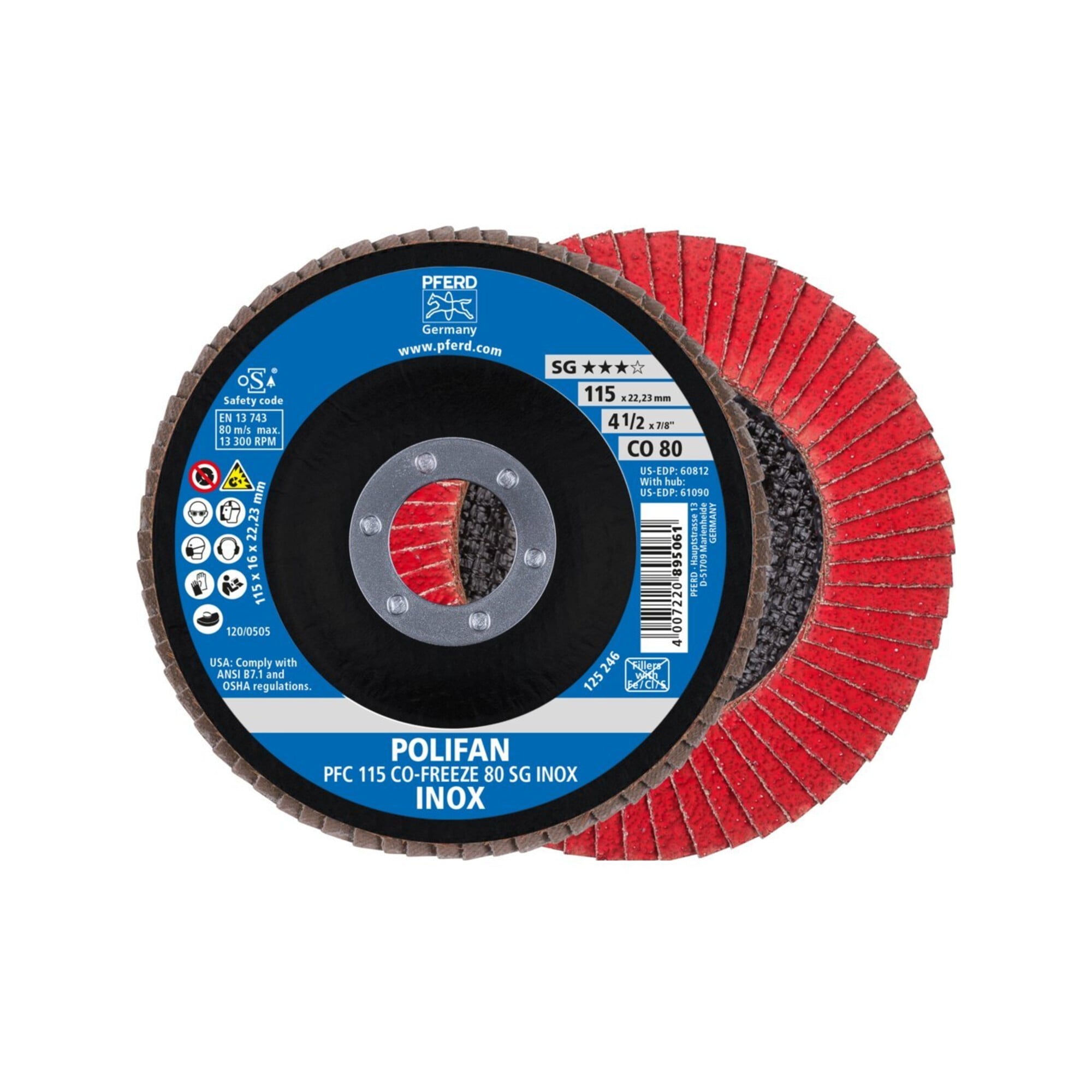 Pferd Fächerschleifscheibe COFREEZE gewölbt 115mm K80