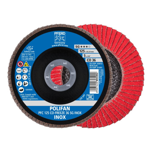 Pferd Fächerschleifscheibe COFREEZE gewölbt 125mm K36