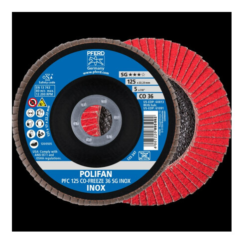 Pferd Fächerschleifscheibe COFREEZE gewölbt 125mm K36