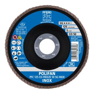 Pferd Fächerschleifscheibe COFREEZE gewölbt 125mm K50