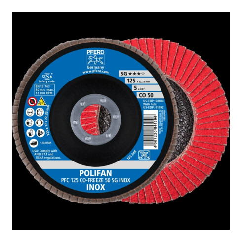 Pferd Fächerschleifscheibe COFREEZE gewölbt 125mm K50