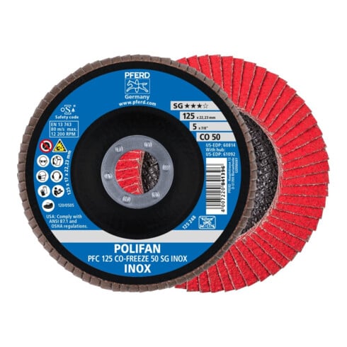Pferd Fächerschleifscheibe COFREEZE gewölbt 125mm K50