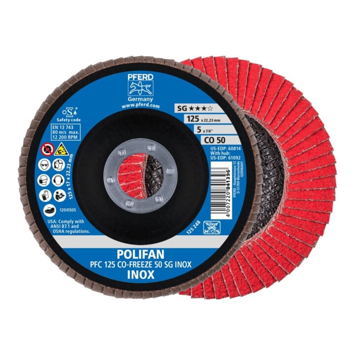 Pferd Fächerschleifscheibe COFREEZE gewölbt 125mm K50