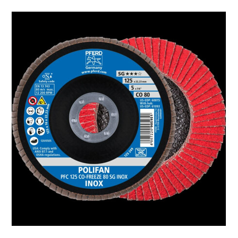 Pferd Fächerschleifscheibe COFREEZE gewölbt 125mm K80