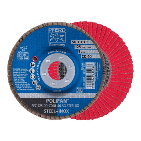 Pferd Fächerschleifscheibe SGP-COOL gewölbt 125mm CO40