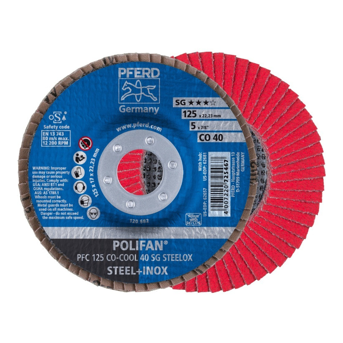 Pferd Fächerschleifscheibe SGP-COOL gewölbt 125mm CO40