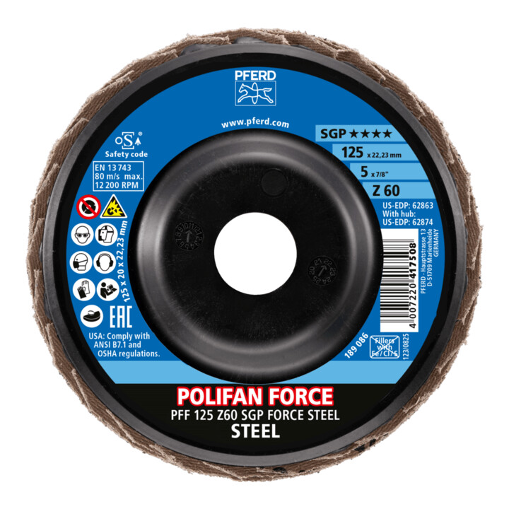 Pferd Fächerschleifscheibe SGP FORCE STEEL 125mm Z60