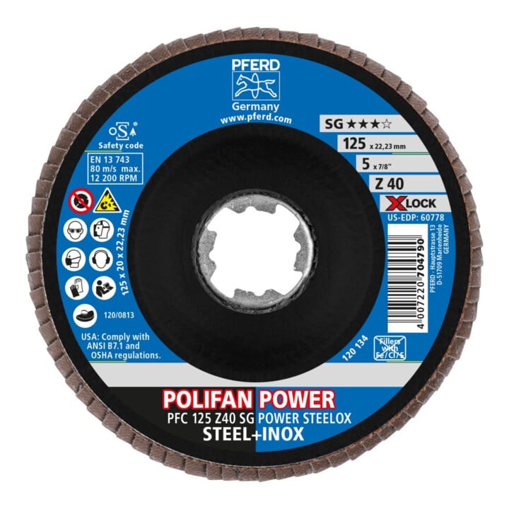Pferd Fächerschleifscheibe X-LOCK STEELOX K40SGP 125mm