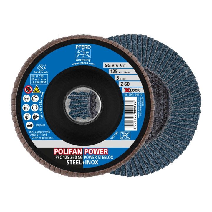 Pferd Fächerschleifscheibe X-LOCK STEELOX K60SGP 125mm