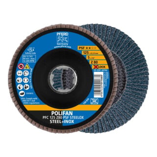 Pferd Fächerschleifscheibe X-LOCK STEELOX K80PSF 125mm