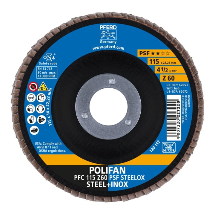 Pferd Fächerschleifscheibe Z 60PSF gerade 115mm K60