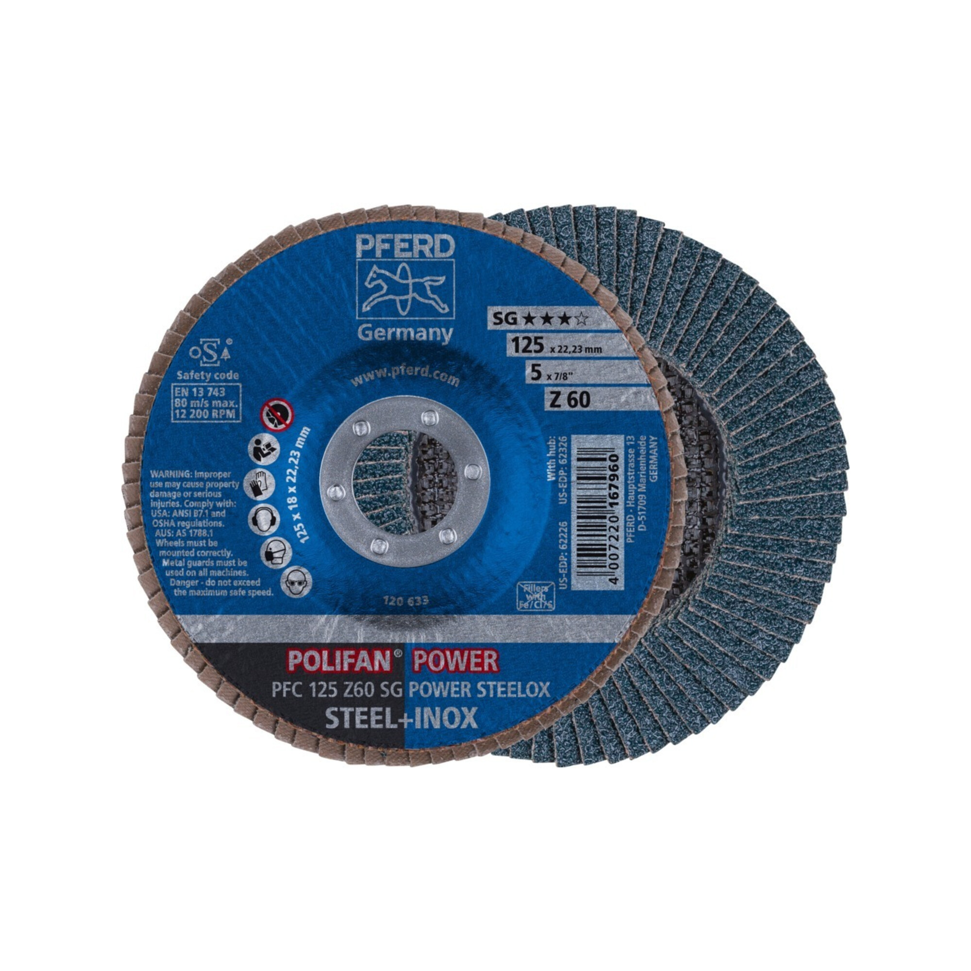 Pferd Fächerschleifscheibe Z 60SGP POWER 125mm K60