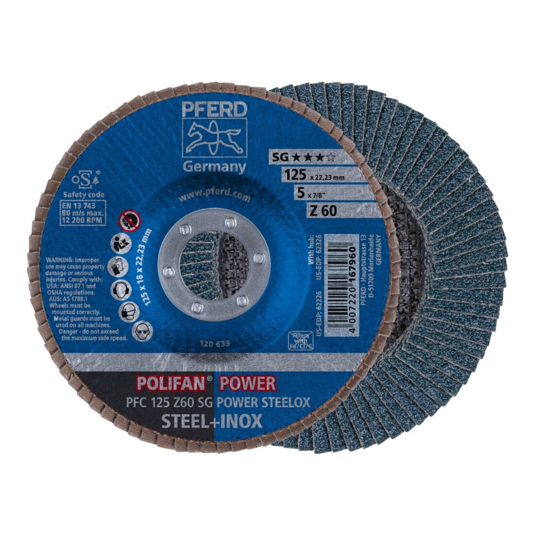 Pferd Fächerschleifscheibe Z 60SGP POWER 125mm K60