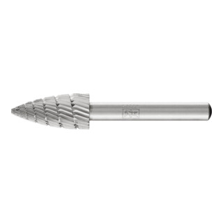PFERD Fraise en acier rapide HSS forme arc pointu Ø 12x25 mm Tige Ø 6 mm Z 3 universel moyen fin brise-copeaux